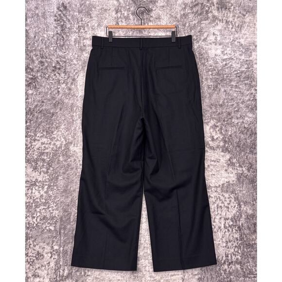 California Arts Pants 36 x 27 Black Wool Dume Relaxed Wide Dual Pleat Trousers - Picture 2 of 6